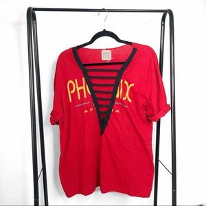 LF Tops - LF Furst Of A Kind Red Graphic Ladder T-shirt LF Tops - LF Furst Of A Kind Red Graphic Ladder T-shirt